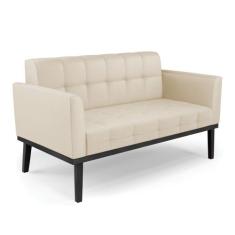 Sofá Namoradeira 2 Lugares Base de Madeira Preto Elisa material sintét