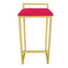 Banqueta Alta Lavínia Suede Base Dourado Vermelho
