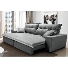 Sofá Retrátil e Reclinável com Molas Ensacadas Cama inBox Prime 2,32m Tecido Linho Cinza Claro