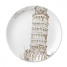 Prato de sobremesa Torre de Pisa Italy Pisa decorativo de porcelana de 20,32 cm