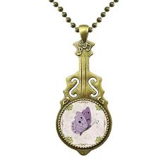 DIYthinker Colar de borboleta roxa com citação de violão antigo pingente de música