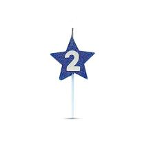 Vela de Aniversário Star Azul - Número 2