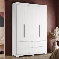 Guarda Roupa Solteiro 4 Portas 4 Gavetas Doble Albatroz Móveis Branco