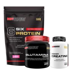 Kit Whey Protein 6 Six Protein 2Kg + Creatina 100g + Glutamina 100% 300g - Bodybuilders-Unissex