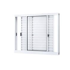 Janela de Alumínio Veneziana de  Correr Lateral 3 Folhas Móveis 100x150cm Riobras Branco