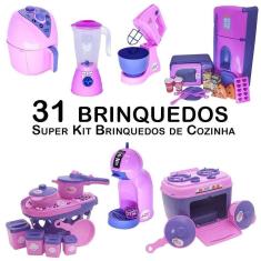 Kit cozinha infantil geladeira batedeiracafeteira fogão 31pç