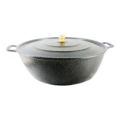 Tacho Restaurante Alça de Alumínio Fundido Craqueado Preto 32cm - DIVI