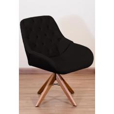 Poltrona Decorativa Linda Pé Giratório de Madeira Capitonê - Squadra D