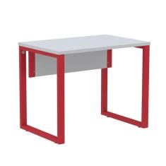 Mesa Escritório P25 TUB Pandin 90 cm (Larg) Tampo MDP Cinza Pé Aço Tubular Vermelho