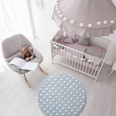 Tapete Infantil Jolitex Mimo Poa Azul Redondo Antiderrapante