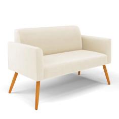 Sofá Namoradeira Pés Palito Castanho Marisa Veludo Bege - DRossi