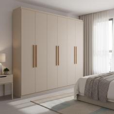 Guarda-Roupa Casal Bartira Genova 6 Portas de Bater 3 Gavetas Internas MDP - 236,7cm de Largura