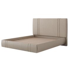 Cama Queen Flutuante Com Cabeceira 160cm Lyra S05 Linho Bege - Mpozenato