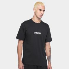 Camiseta Adidas Logo Linear Masculina, Preto, Branco, G