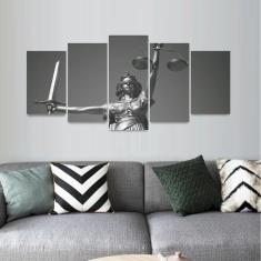 Quadro Direito Advocacia Mosaico 5 Peças em Preto e Branco
