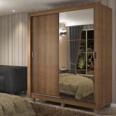 Guarda-Roupa Solteiro Madesa Dallas Plus 2 Portas de Correr com Espelho 4 Gavetas com Pés