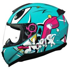 Capacete Feminino Norisk Razor Mad Azul Moto Fechado