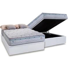 Cama Box Baú Casal: Colchão Molas Herval Maxspring Oslo + Base CRC Courano Branco(138x188)