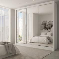 Guarda-Roupa Casal Santiago 3 Portas de Correr 3 Gavetas com Espelho