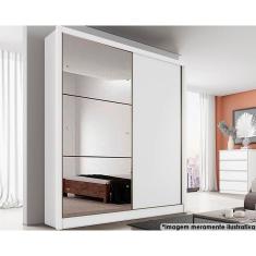 Guarda Roupa Solteiro 2 Portas de correr (1 c/ Espelho) e 3 Gavetas Thor/Dante Branco - Novo Horizonte