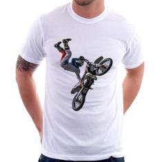 Camiseta Motocross Freestyle Trick - Foca na Moda, Branco, GG