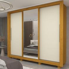 Guarda-roupa Casal 3 Portas 1 Porta Espelhada com Pés Milão Yescasa 10