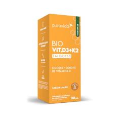 Puravida Vitaminas Bio Vit. D3 + K2 2000UI Gotas Sabor Limão 20ml