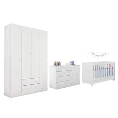 Conjunto de Quarto para Bebê com Guarda Roupa Comoda e Berço  - Phoeni
