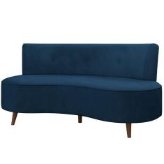 Sofá Chaise Living 2 Lugares 135cm Sala de Estar Istambul K01 Veludo Azul Marinho - Lyam Decor