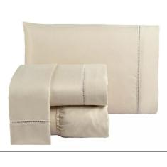 Jogo Lençol Casal Queen Toque 4 Peças Percal 600 Fios Palha