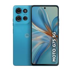 Smartphone Motorola Moto g75 256GB 8GB + 8GB RAM Boost Câmera Traseira 50MP + 8MP Frontal 16MP 6.8&quot; Azul Vegan Leather