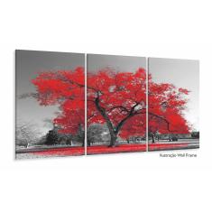 Quadros Decorativos Arvore Vida Vermelho Sala 120x60 3 peças
