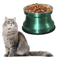 Comedouro Alto para Gatos em Alumínio Verde Verniz