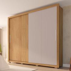 Guarda Roupa Casal Ripado 2 Portas e 4 Gavetas Suburban Gold Buriti/Cinza