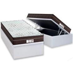 Cama Box Baú Solteiro: Colchão Molas Probel MasterPocket Ensacadas ProDormir Evolution + Base CRC Courano White(88x188)