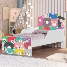 Cama Infantil Aquarela Dos Ursinhos Com Colchão