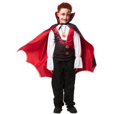 Fantasia Drácula Vampiro Halloween Infantil Roupa + Capa Top