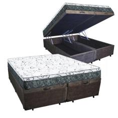 Cama Box Baú Casal Bipartido Colchão Mola Bonnel Prime Coil Detroit + 