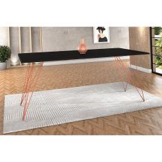 Mesa De Jantar Trama Base Cobre Com Tampo Preto 140 X 80 - New Green - Preto