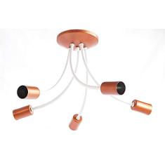 Plafon Aranha Branco/Cobre 5 lamp
