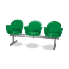 Cadeira em longarina 3 lugares Linha Polipropileno Moon Verde - Design