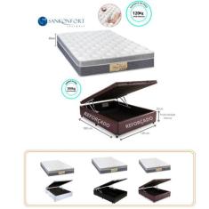Conjunto Cama Box Baú Casal Reforçada + colchão de Molas Ensacadas Sle