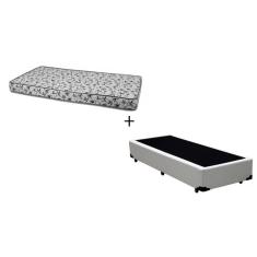 Cama Box Solteiro 88 Tecido Sintético Branco com Colchão Nápoles Espuma D33 54x88x188