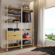 Guarda Roupa Aberto Industrial Casal 2 Módulos Canela Cabideiro com Ga