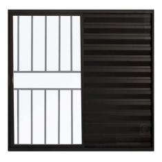 Janela de Alumínio Preto Veneziana de Correr 3 Folhas Com Grade Hale E