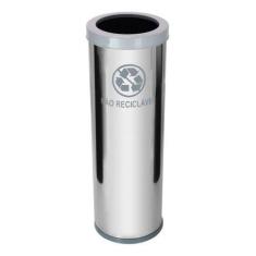 Lixeira Em Aço Inox Com Tampa Meia Esfera Plástica 30 Litros - Higipac