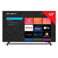 Smart TV LED 43`` AOC 43S5135/78G, Full HD com Wi-Fi, 1 USB 3 HDMI Controle Remoto com Atalhos Roku Miracast 60Hz
