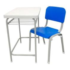 Mesa Infantil Escolar Com Cadeira WP Kids Reforçadas Lg Flex Azul T2 -