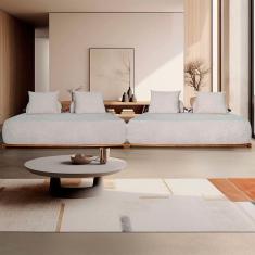 Sofá 6 Lugares Ilha 2 Módulos 200cm Viero S06 Boucle Bege - Mpozenato