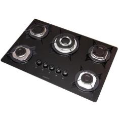 Cooktop 5 Bocas Tripla Chama Vidro Preto - Fogatti, Bivolt, Preto